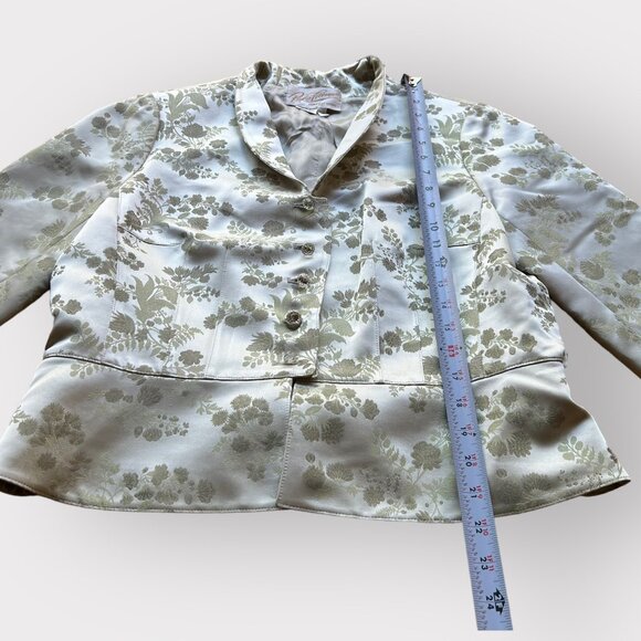 Rickie Freeman Teri Jon Nites Size 14 Light Green Brocade Vintage Blazer Jacket - Picture 13 of 16